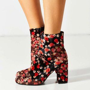 Urban Outfitters Floral Velvet Presley Booties